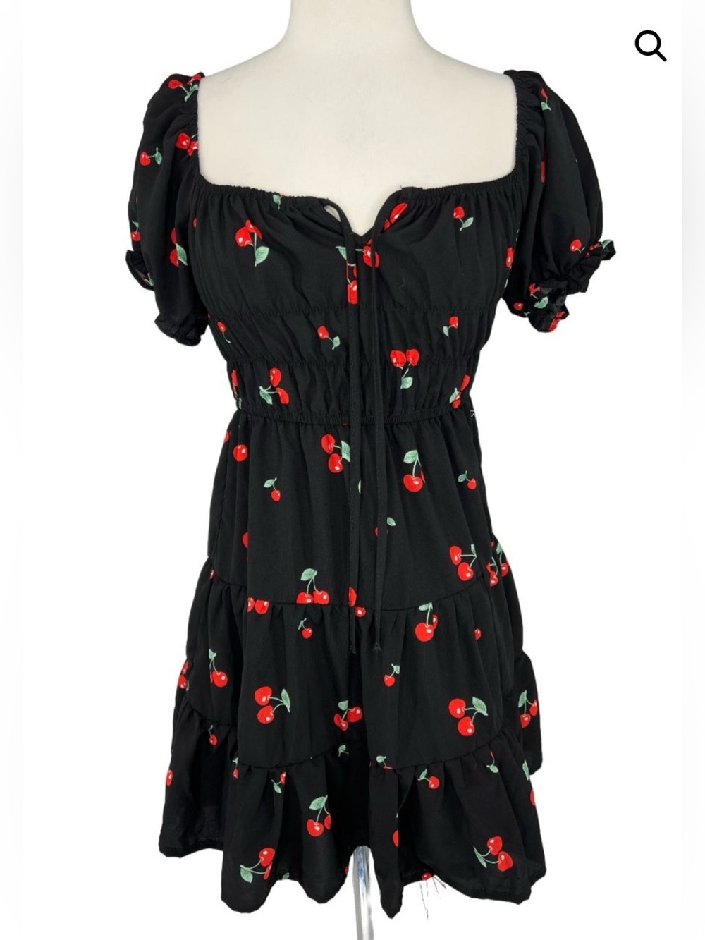 Liberty Love Juniors Black Cherry Print Summer Dress Size L (9-11)
